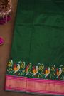 Ikat Silk Bottle Green Saree