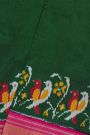 Ikat Silk Bottle Green Saree
