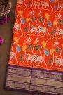 Ikat Silk Orange Saree