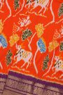 Ikat Silk Orange Saree