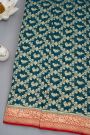 Kaddi Georgette Teal Blue Saree