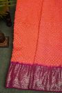 Bandhani Silk Peach Saree
