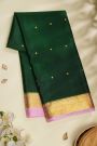 Mysore Crepe Bottle Green Saree