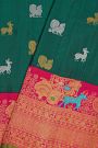 Gadwal Silk Bottle Green Saree