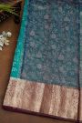 Fancy Organaza Sea Blue Saree