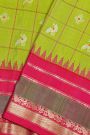 Gadwal Silk Parrot Green Saree