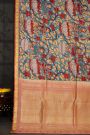 Kalamkari Silk Sea Blue Saree