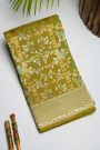 Fancy Tussar Georgette Mehendi Green Saree