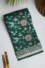 Fancy Tussar Georgette Bottle Green Saree