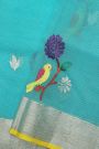 Zari Kota Cotton Sky Blue Saree