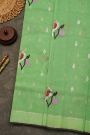 Zari Kota Cotton Pista Green Saree
