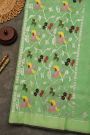 Zari Kota Cotton Pista Green Saree