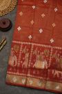 Zari Kota Cotton Rust Saree