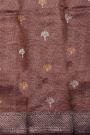 Zari Kota Cotton Lavender Saree With Florals And Swans In Meenakari