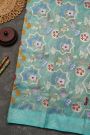 Zari Kota Cotton Sky Blue Tissue Saree