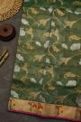 Zari Kota Cotton Bottle Green Tissue Saree