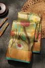 Zari Kota Cotton Gold Tissue Saree With Kaddi Florals