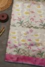 Zari Kota Cotton Dual Colour Saree With Florals And Swans In Meenakari Body