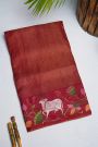 Designer Tussar Red Saree