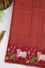 Designer Tussar Red Saree
