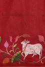 Designer Tussar Red Saree