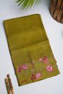 Designer Tussar Mehendi Green Saree