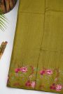 Designer Tussar Mehendi Green Saree