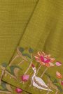 Designer Tussar Mehendi Green Saree