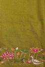 Designer Tussar Mehendi Green Saree