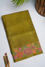 Designer Tussar Mehendi Green Saree