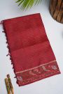 Designer Tussar Red Saree