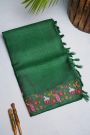 Designer Tussar Bottle Green Saree
