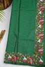 Designer Tussar Bottle Green Saree