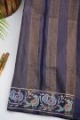 Designer Tussar Navy Blue Saree