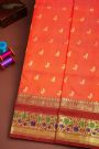 Venkatagiri Silk Orange And Red Saree