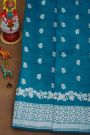 Fancy Matka Silk Teal Blue Saree WIth Leafs And Jaal Body