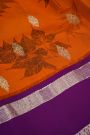 Kalamkari Print Silk Orange Saree