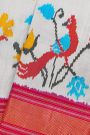 Ikat Silk Off White Saree