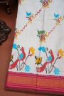 Ikat Silk Off White Saree