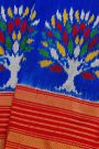 Ikat Silk Blue Saree