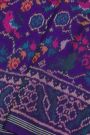 Patola Silk Royal Blue Saree With Florals And Leaves Body And Self Lines Border