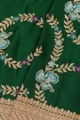 Banarasi Silk Bottle Green Saree