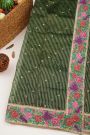 Designer Kora Bottle Green Saree