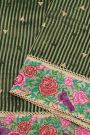 Designer Kora Bottle Green Saree