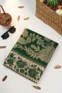 Designer Kora Bottle Green Saree