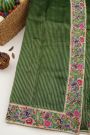 Designer Kora Bottle Green Saree