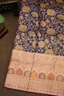 Semi Kancheepuram Silk Navy Blue Saree