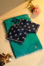 Designer Crepe Rama Green Saree