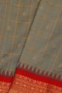 Gadwal Raw Silk Grey Saree