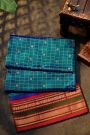 Narayanpet Silk Peacock Blue Zari Checks Saree